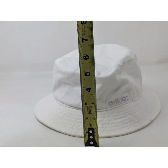 Adidas Aeroready‎ Bucket Hat Women White Canvas Pink Embroidered Lettering - Picture 9 of 9